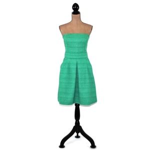 Banana Republic Green tweed strapless dress 00P